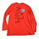 ENGLAND 1966 WORLD CUP WINNERS; a cotton retro replica shirt with embroidered logo with ten