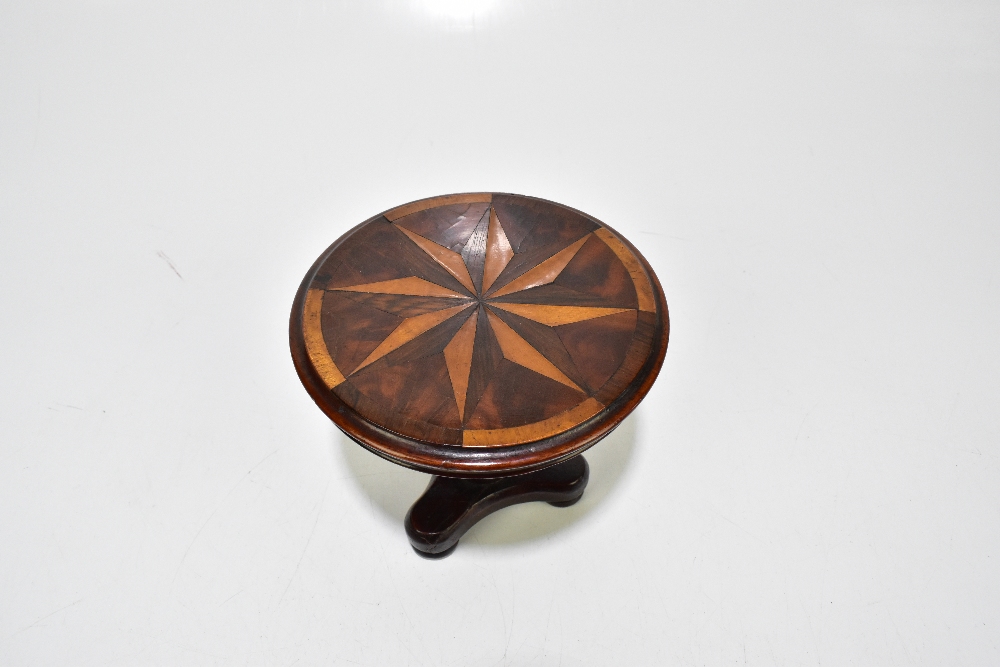 A 19th century mahogany apprentice miniature tilt-top breakfast table, with rosewood and satinwood - Image 2 of 6