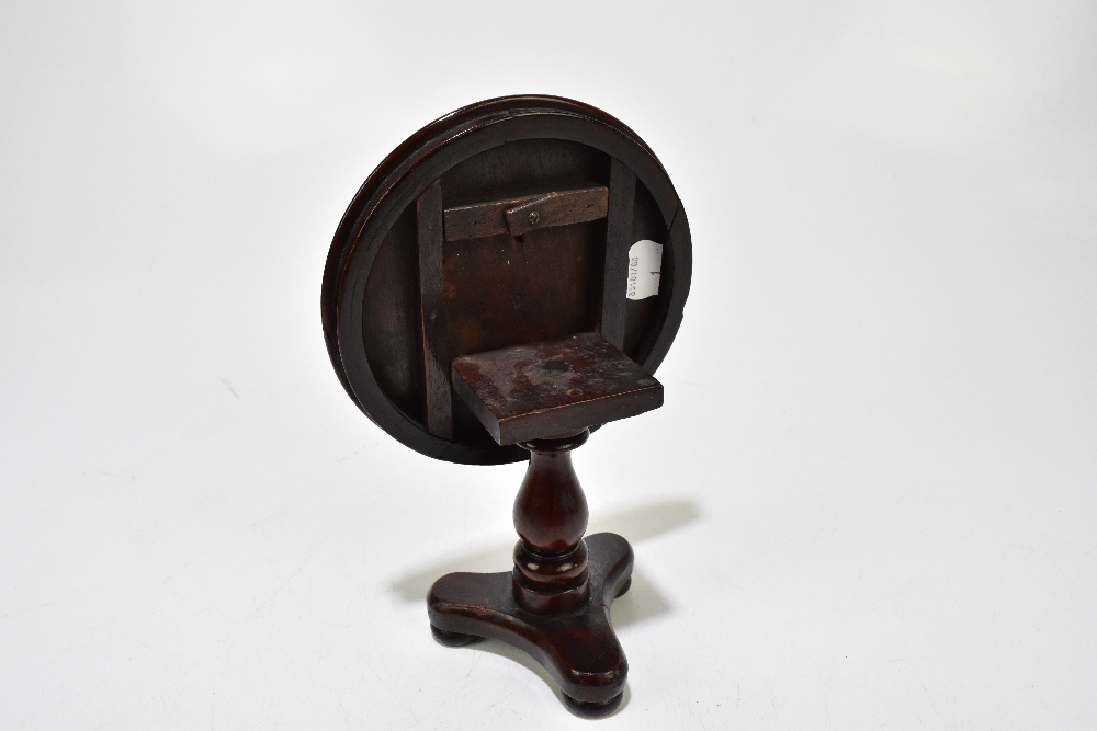 A 19th century mahogany apprentice miniature tilt-top breakfast table, with rosewood and satinwood - Image 6 of 6