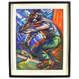 PETER HOWSON OBE (Scottish, born 1958); pastel, study of a male figure, signed, 60 x 45cm, framed