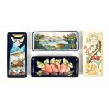 RACHEL BISHOP FOR MOORCROFT; two rectangular pen trays decorated in the 'Winds of Change' and '