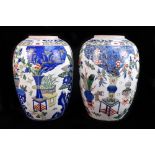 A good pair of Chinese porcelain Wucai enamel decorated vases featuring flowering branches and