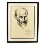 WEI LUAN; charcoal, study of a gentleman, signed and dated 1987.5.30, 46 x 34cm, framed and glazed.