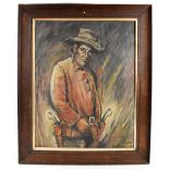 ARTHUR DELANEY (1927-1987); oil on board, 'John Wesley Hardin 1853-1895', study of a cowboy,