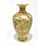 KINKOZAN; a good and large Japanese Meiji period Satsuma baluster vase decorated with a procession