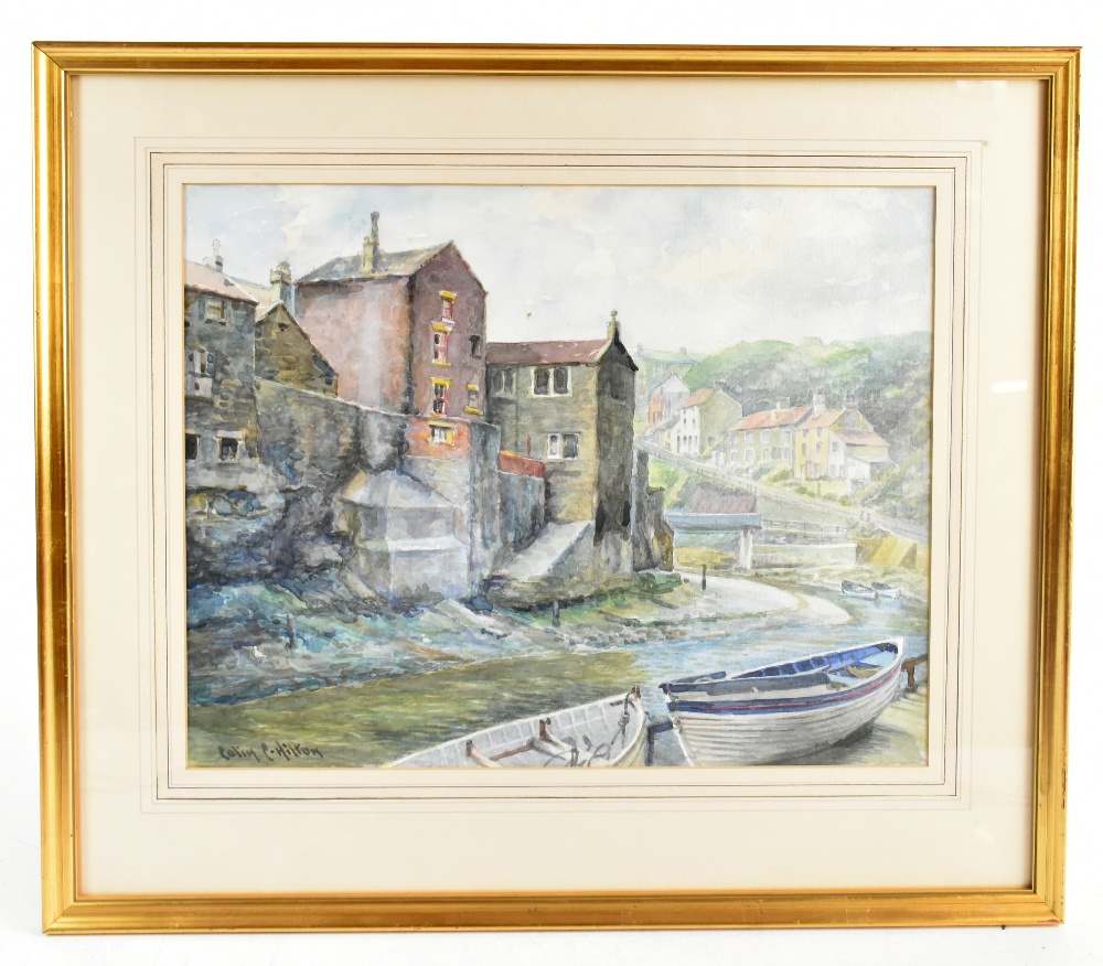 COLIN C HILTON; watercolour, 'Staithes', signed lower left, 39.5 x 49.5cm, framed and glazed. (D)
