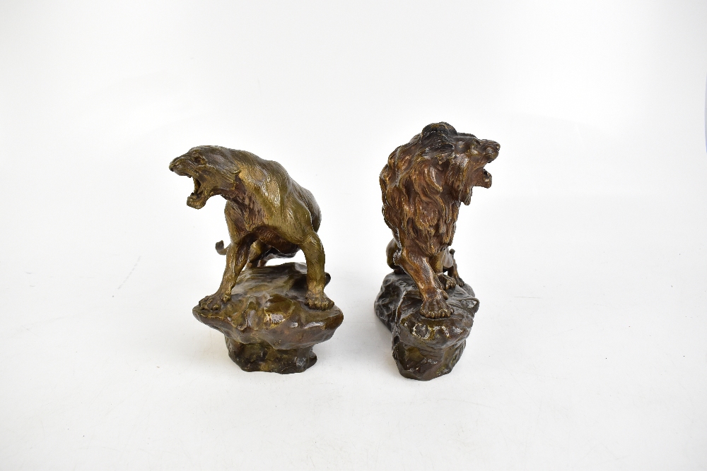 THOMAS FRANÇOIS CARTIER (1879-1943); a pair of late 19th/early 20th century bronze figures, lion and - Image 2 of 8