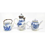 An 18th century Chinese blue and white porcelain teapot and cover decorated with landscape scene,