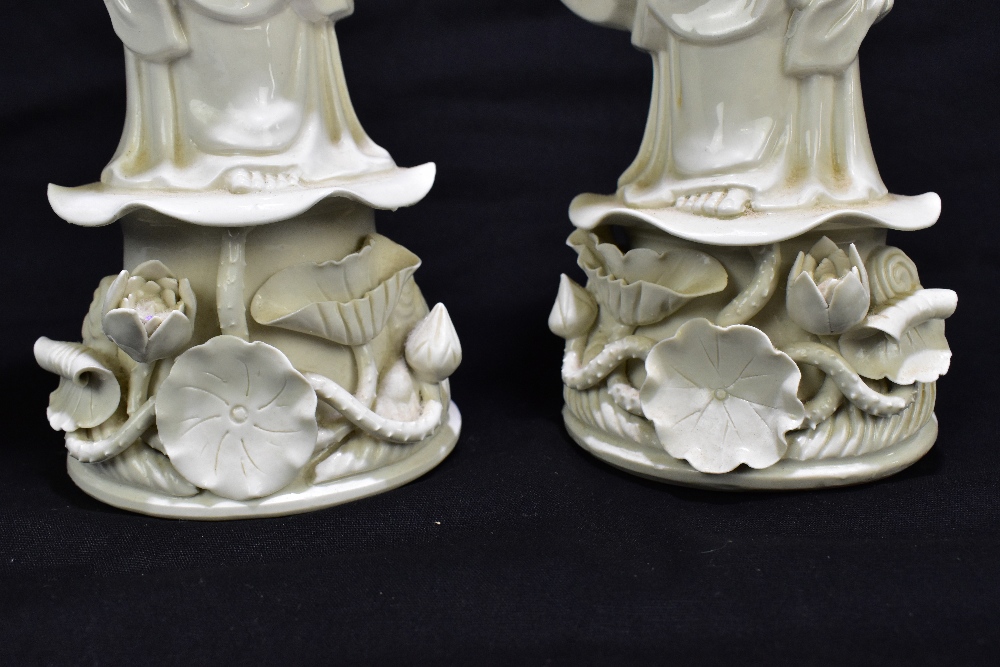 Two 20th century Chinese blanc de Chine models of Guanyin, each with indistinct red mark to base, - Image 2 of 17