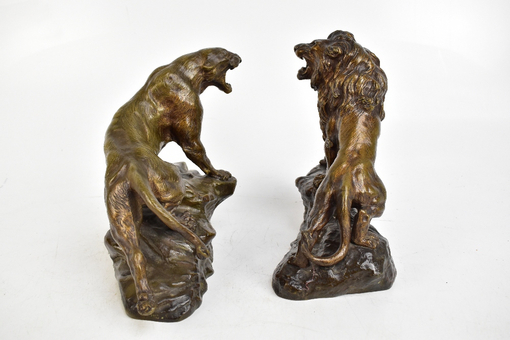 THOMAS FRANÇOIS CARTIER (1879-1943); a pair of late 19th/early 20th century bronze figures, lion and - Image 7 of 8