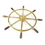 A Brown Brothers & Co Ltd of Rosebank Ironworks Edinburgh brass ship's wheel, diameter 76cm.