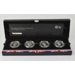 A 'Queen's Portrait', four £5 silver coin set, piedfort, proof limited edition no.282/2,700.