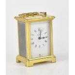 A French Bayard eight-day brass carriage clock, the white dial set with Roman numerals, height 11cm.