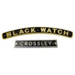 A cast aluminium rectangular sign 'Crossley', 9 x 46.