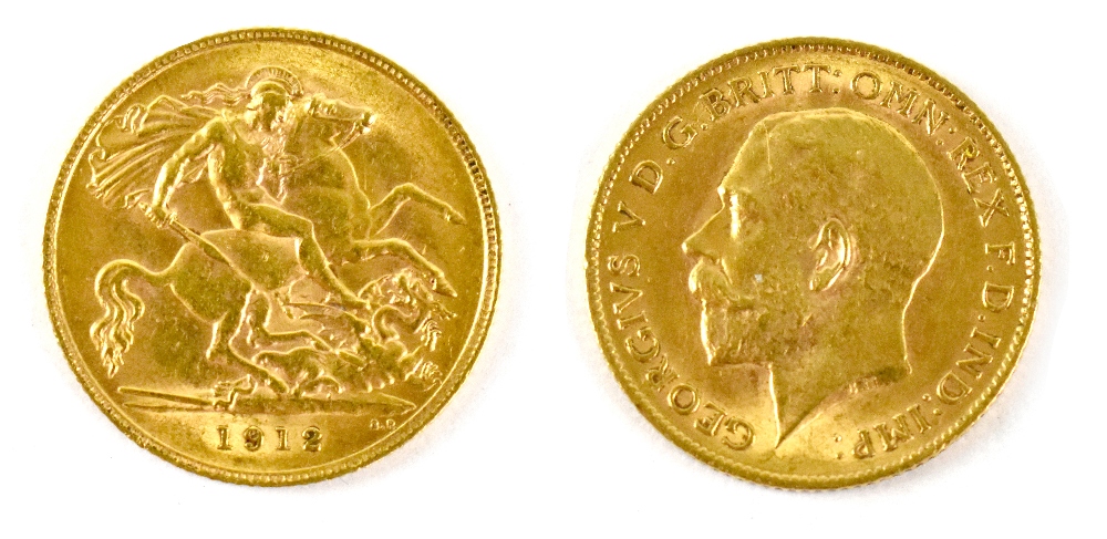 A George V half sovereign, London 1912.