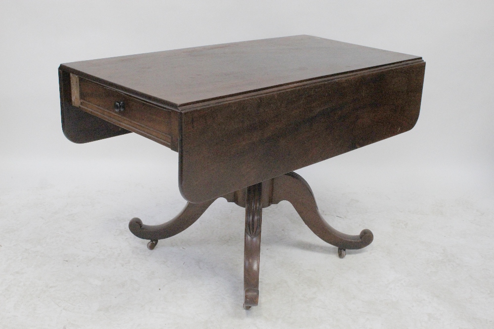 A 19th century mahogany pedestal Pembroke table, central baluster column to quadripartite support, - Image 2 of 2