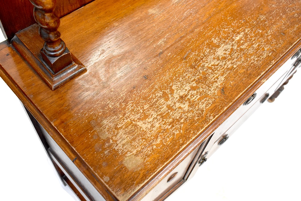 An early/mid-20th century oak mirror back sideboard with barleytwist supports, - Image 3 of 4