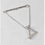 An 18ct white gold necklace with geometric pendant set with twenty-five brilliant cut diamonds,