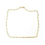 A 14k gold flat figaro link necklace, length 50cm, approx 8.2g.