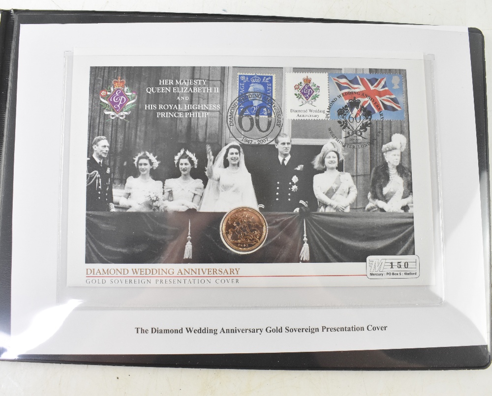 A 2007 'Diamond Wedding Anniversary' gold sovereign presentation cover, limited edition no.150/450.