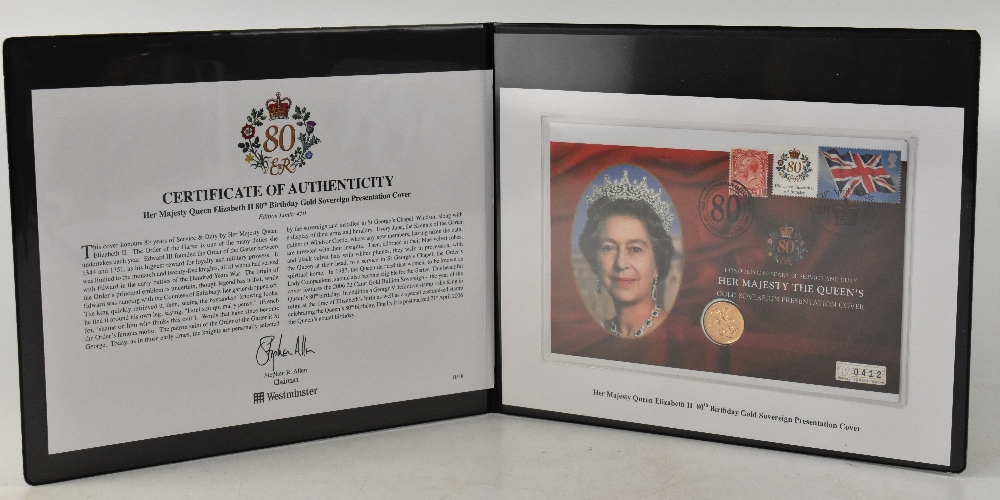 A 2006 'Queen Elizabeth II 80th' sovereign presentation cover.