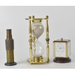 A large modern brass egg timer in the antique style, height 24cm,