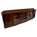A very large early 20th century mahogany inlaid bookcase/display cabinet,