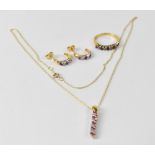 A Compton & Woodhouse 18ct yellow gold 'True Love' necklace, earring and ring set,