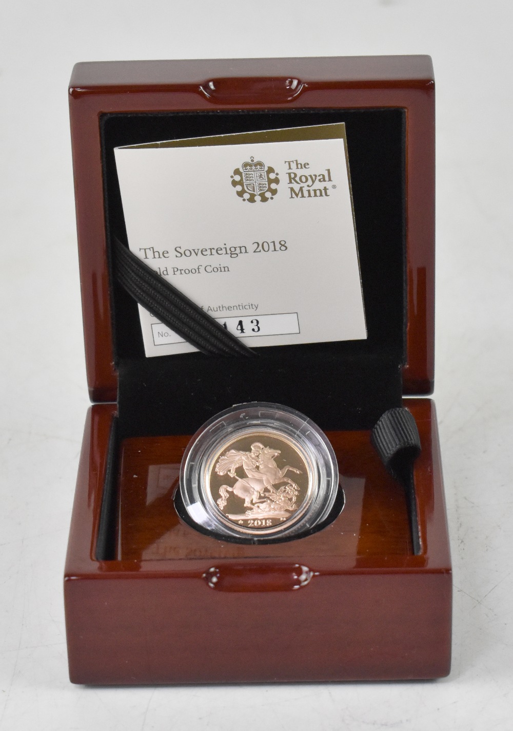 A 2018 sovereign proof, limited edition no.8143/10,500.