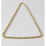 A 9ct gold rope twist necklace, length 45cm, approx 8g.