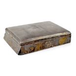 A hallmarked silver cigarette box with wooden interior,