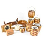A quantity of treen to include a c1960s breadbasket, decorative bowls,