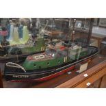 A wooden scratch-built model of motor tug 'Appleton', the original boat built by Messrs.