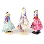 Three early 1930s Royal Doulton figurines with hand written information to base to include HN1340