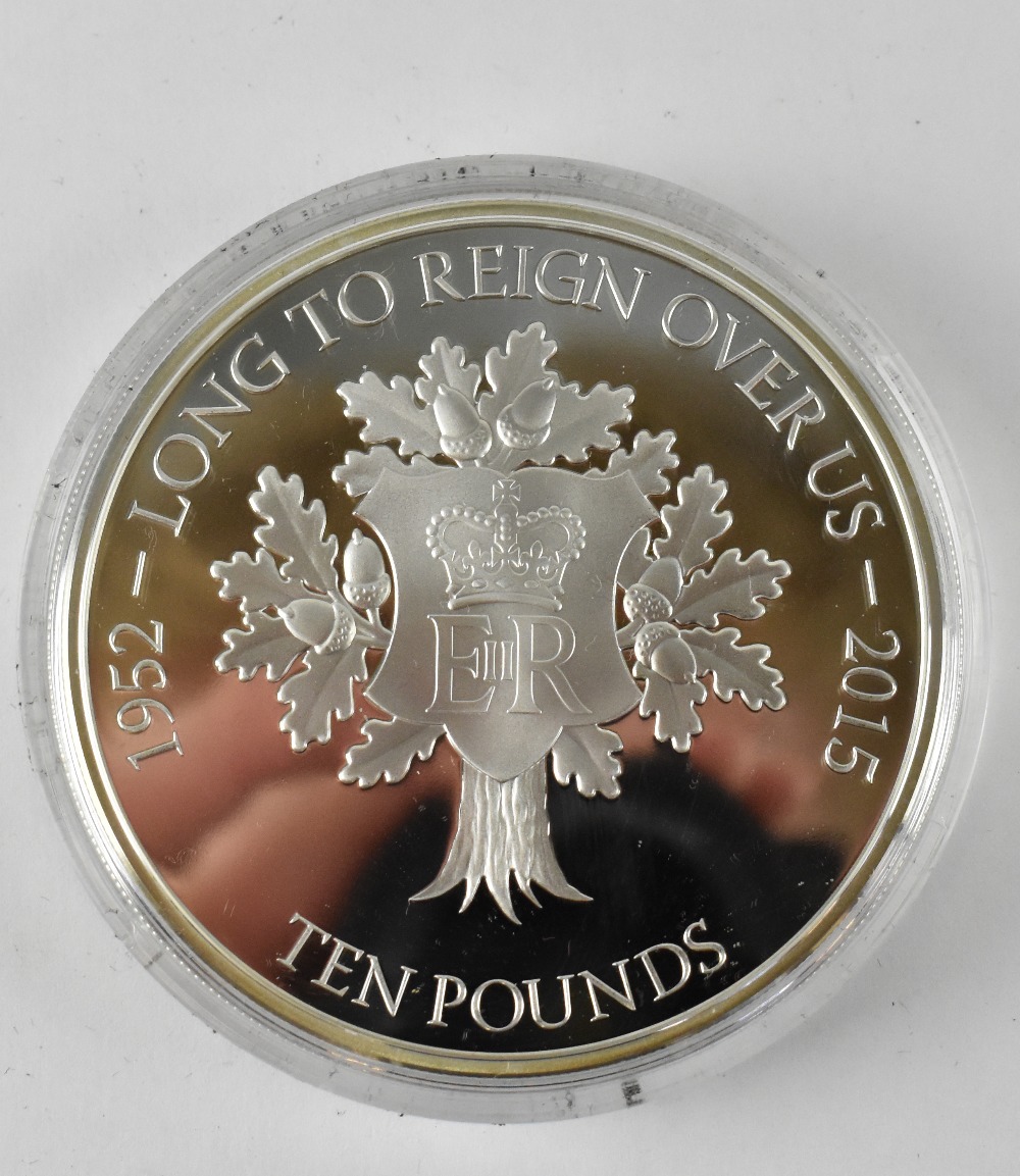 A 2015 'Longest Reigning Monarch' Jersey issue, 5oz, £10 silver coin, proof limited edition no. - Image 3 of 3