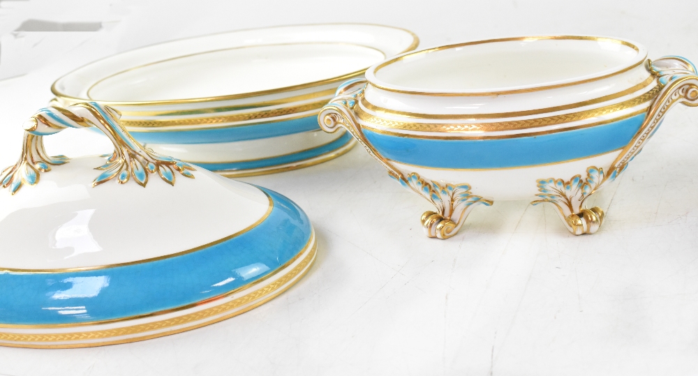 A Minton's Victorian turquoise gilt heightened dinner service, no. - Image 4 of 5