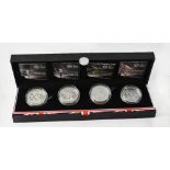 A 'UK Countdown to London' compiled set of four £5 silver Piedfort coins, dated 2009, 2010,