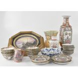 A quantity of mainly Oriental ceramics to include a group of Famille Rose tea bowls, rice bowls,