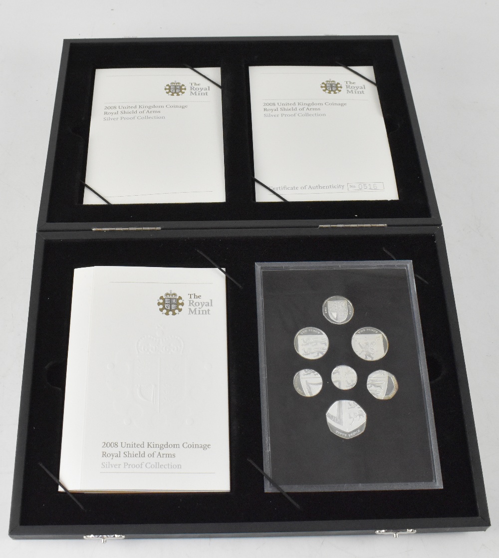 A 2008 'Royal Shield of Arms' silver proof collection consisting of seven coins with the - Image 2 of 2