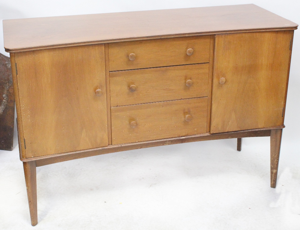 A 1950s walnut sideboard with three central drawers flanked by cupboard doors, - Image 2 of 2