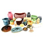 A quantity of mainly retro ceramics to include Sadler blue ground studio-style jug, Sylvac dogs,