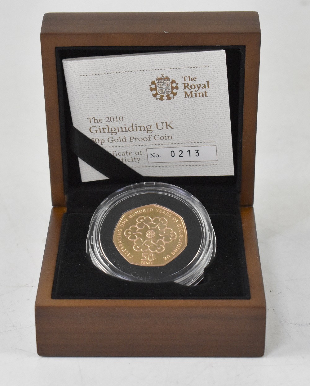 A 2010 'Girl Guiding' 50p coin, gold proof, limited edition no.213/1000. - Image 2 of 2
