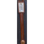 A reproduction mahogany-cased wall mounted stick barometer,