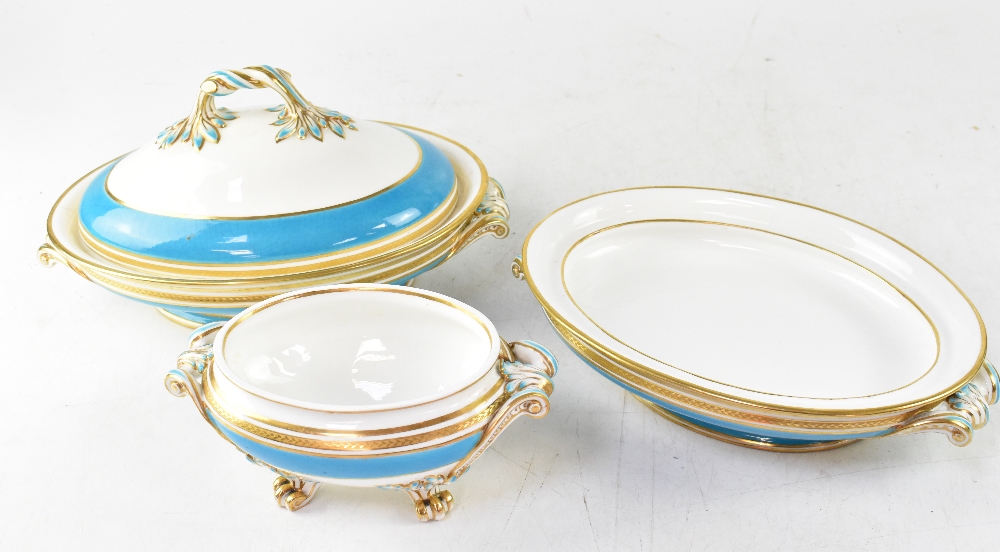 A Minton's Victorian turquoise gilt heightened dinner service, no. - Image 5 of 5