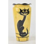 A rare Watcombe Torquay 'Black Cat' vase numbered 1596, possibly by John Barker,