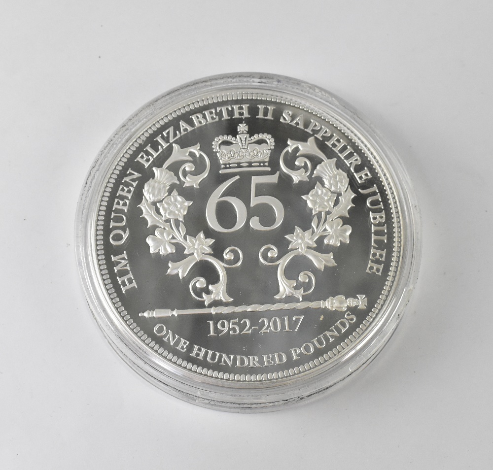 A 2017 'The Sapphire Jubilee' (1952 - 2017) silver kilo coin, limited edition no.68/100. - Image 3 of 3