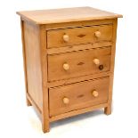 An Edwardian pine three-drawer chest to block supports, 92 x 71 x 54cm.