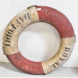 An early 20th century lifebelt from the Mersey Ferry 'Royal Daffodil'.