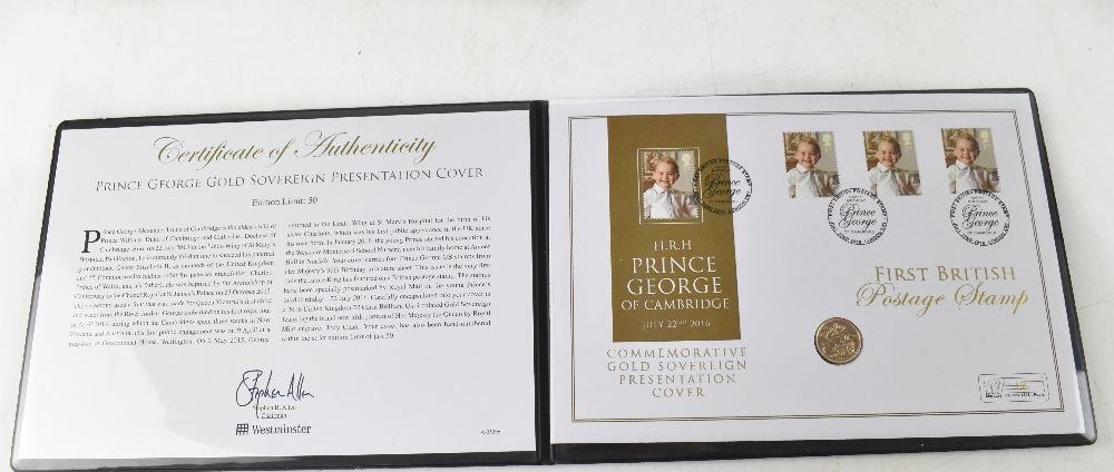 A 2016 'Prince George' sovereign presentation cover, limited edition no.12/50.