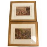 UNATTRIBUTED; a pair of watercolours, depicting children playing in a harbour scene, and children